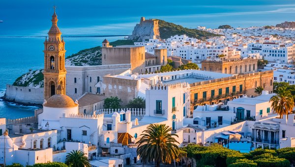 Blick auf Stadt und Meer